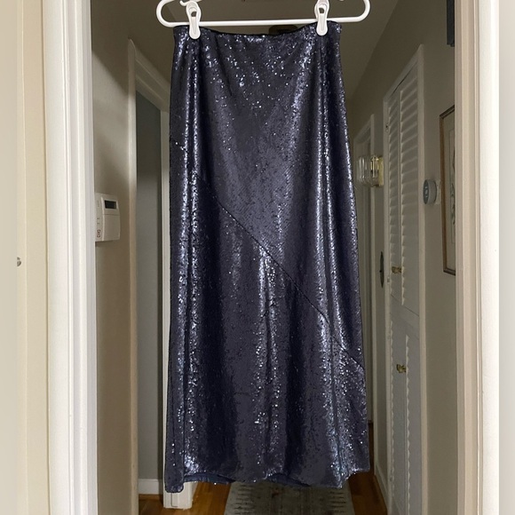 NWT Allen Schwartz Navy Sequin Skirt - Picture 1 of 4